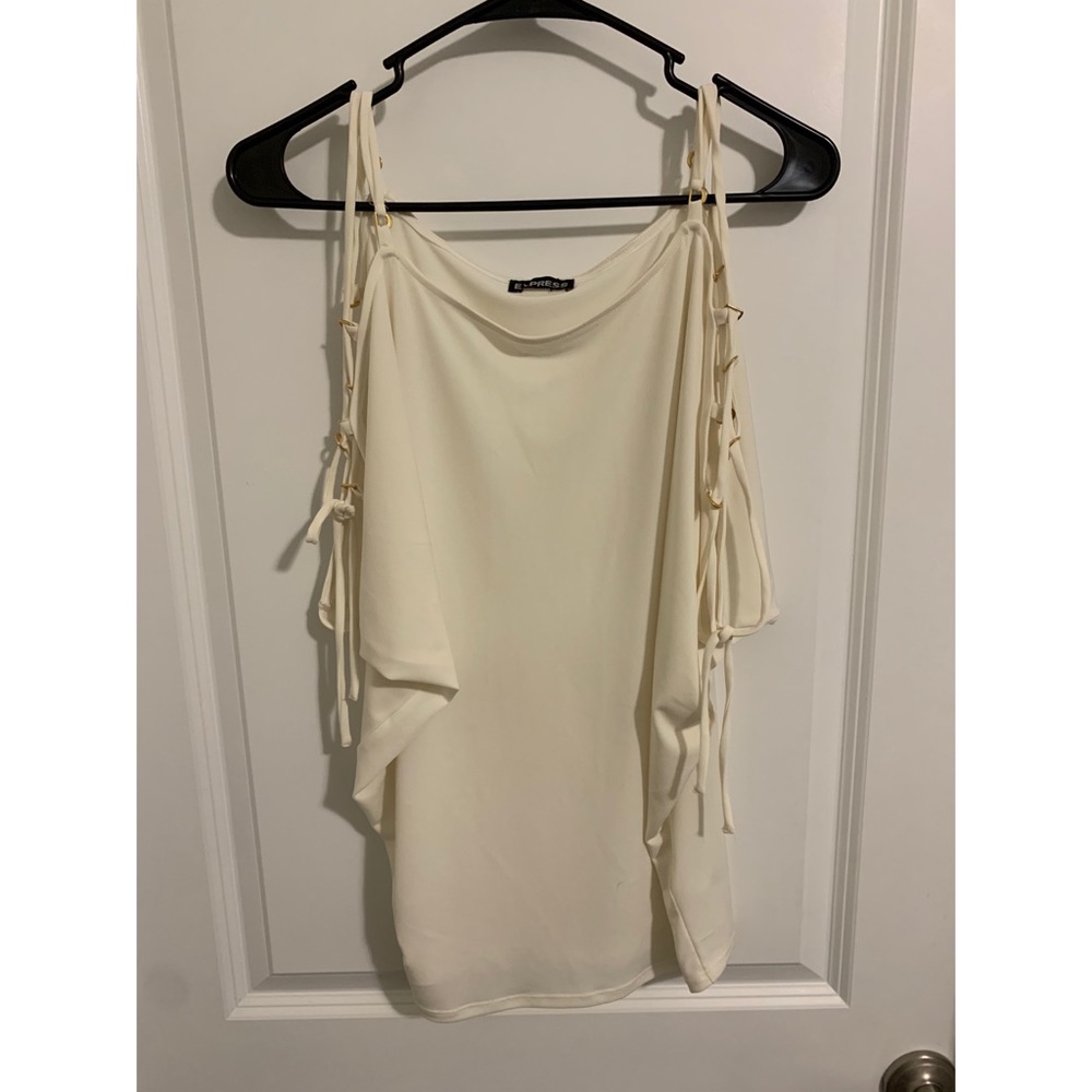Cream criss cross shoulder blouse